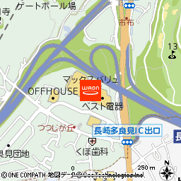 マックスバリュ長崎インター店付近の地図
