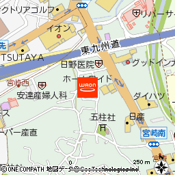 ホームワイド宮崎店付近の地図