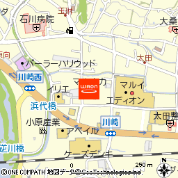 マルナカ津山川崎店付近の地図