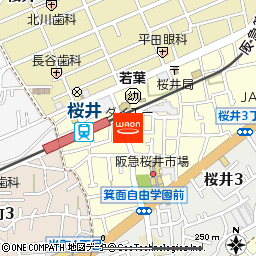 ダイエー桜井駅前店付近の地図