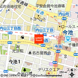 ホテルルートイン名古屋今池駅前付近の地図