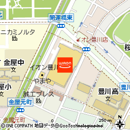 イオン豊川開運通店付近の地図