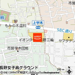 イオンタウン長野三輪付近の地図