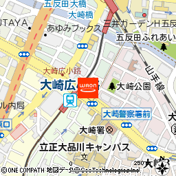 イオンリカー大崎広小路駅前店付近の地図