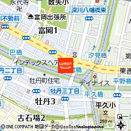 まいばすけっと江東富岡1丁目店付近の地図