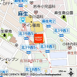 イオン札幌麻生店付近の地図