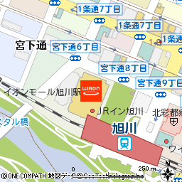 イオンモール旭川駅前付近の地図
