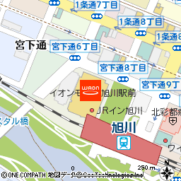 イオンモール旭川駅前付近の地図